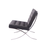 Premium Black Leather Barcelona Chair & Ottoman Set by Mies van der Rohe - Replica